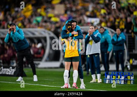 Sydney, NSW, Australien, Hayley Raso (16 Australien) erzielte 2024 im Sydney Olympic Stadium (Accor Stadium) am 3. Juni 2024, Sydney, Australien. (Keith McInnes/SPP) Credit: SPP Sport Press Photo. /Alamy Live News Stockfoto