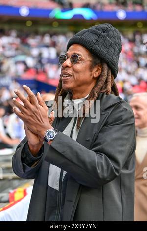 London, England. Juni 2024. Der US-amerikanische Rapper Jay-Z war ein besonderer Gast vor dem Finale der UEFA Champions League 2024 zwischen Borussia Dortmund und Real Madrid in Wembley in London. (Foto: Gonzales Photo - Tommaso Fimiano). Stockfoto