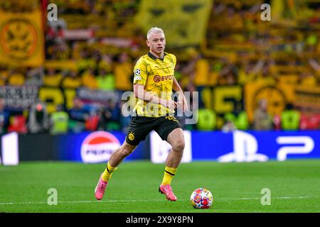 London, England. Juni 2024. Julian Ryerson (26) von Borussia Dortmund, der 2024 im Finale der UEFA Champions League zwischen Borussia Dortmund und Real Madrid in Wembley in London zu sehen war. (Foto: Gonzales Photo - Tommaso Fimiano). Stockfoto