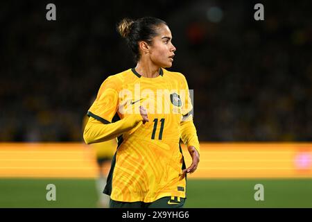 Sydney, NSW, Australien. Juni 2024; Accor Stadium, Sydney, NSW, Australien: Frauen International Football Friendly, Australien gegen China; Mary Fowler of Australia Credit: Action Plus Sports Images/Alamy Live News Stockfoto