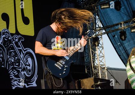 Bob Balch von Fu Manchu trat beim Release Athens Festival in Plateia Nerou/Griechenland im Juni 2019 auf Stockfoto