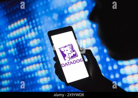 Brasilien. April 2024. In dieser Abbildung wird das Datadog, Inc.-Logo auf einem Smartphone-Bildschirm angezeigt. (Credit Image: © Rafael Henrique/SOPA Images via ZUMA Press Wire) NUR REDAKTIONELLE VERWENDUNG! Nicht für kommerzielle ZWECKE! Stockfoto