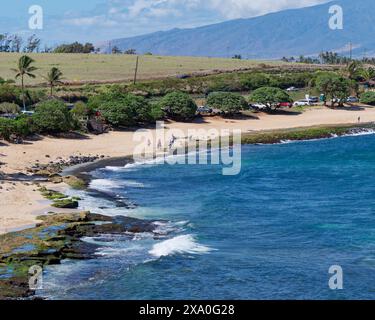 Ein malerischer Blick auf den Ho'okipa Beach Park in Maui, Hawaii, USA. Stockfoto