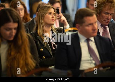 London, Großbritannien. Juni 2024. Die australische Schauspielerin Holly Valance ist bei der Ankündigung der Wahl von Reform UK zu sehen. Quelle: Justin Ng/Alamy Live News. Stockfoto