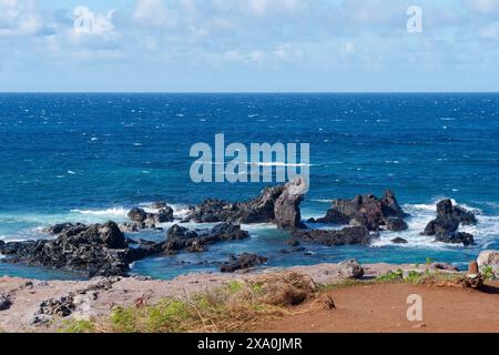 Ein malerischer Blick auf den Ho'okipa Beach Park in Maui, Hawaii, USA Stockfoto