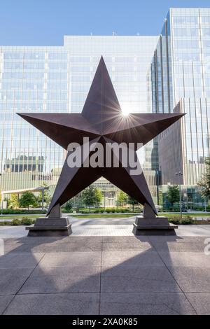 Riesige Texas Lone Star Skulptur vor dem Bullock Museum in Austin, Texas. Stockfoto