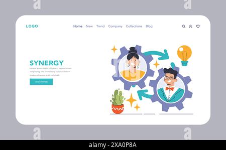 Vertikale Integration über Web oder Landung. Optimierung und Kontrolle der Lieferkette des Unternehmens. Geschäftsstrategie von der Fertigung bis zum Vertrieb. Optimierter Produktionsablauf. Illustration des flachen Vektors Stock Vektor