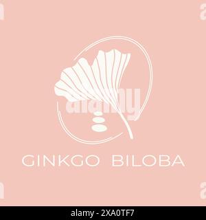 Ginkgo Biloba-Logo. Natürliches botanisches Emblem. Vektorabbildung Stock Vektor