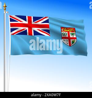 Fidschi offizielle nationale winkende Flagge, asiatisches Land, Vektor-Illustration Stock Vektor