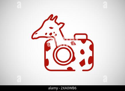 Giraffe Kamera Logo Design Vektor Symbol Symbol Illustration. Foto-Logo Stock Vektor