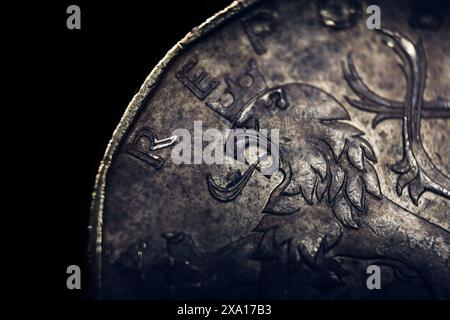 Böhmischer heraldischer Löwe auf tschechischer Kronen-Münze Stockfoto