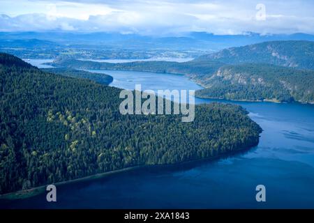 Aus der Vogelperspektive vom Mount Maxwell, Salt Spring Island, BC, Kanada Stockfoto