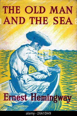 Titelseite des Buches The Old man and the Sea von Ernest Hemingway, das 1953 von der Book Folio Society veröffentlicht wurde. Kunstwerk von C. F. Tunnicliffe. Stockfoto