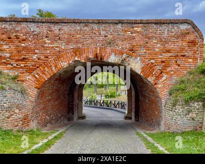 Der Backsteinbogen der Festung Petrovaradin in Serbien Stockfoto