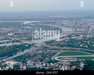 Die Ansicht von Belgrad von Ebene aus Stockfoto