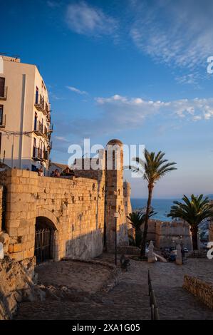 Schloss Papa Luna in Peñiscola, Castellon, Valencianische Gemeinde, Spanien Stockfoto