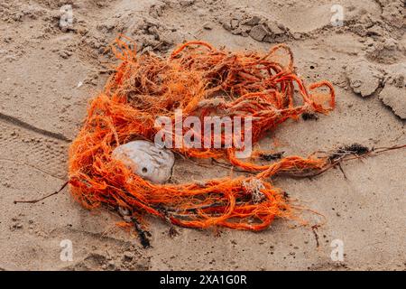 Fischernetz am Strand Stockfoto