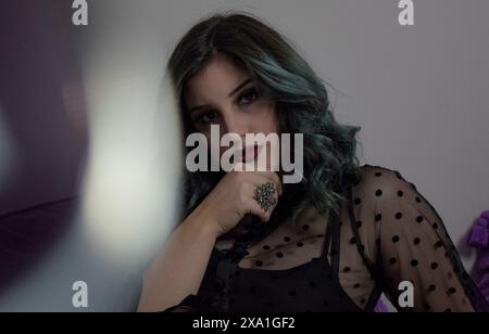 Ein wunderschönes Goth-Mädchen-Nahaufnahme-Porträt Stockfoto