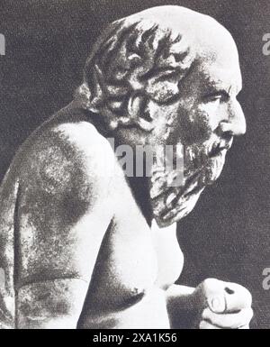 Marmorbüste von Diogenes - griechischer Philosoph. Fotografie aus der Mitte des 20. Jahrhunderts. Stockfoto