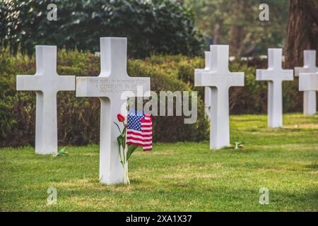 Die Gräber auf dem amerikanischen Friedhof der Normandie zum 75. Jahrestag des D-Day Stockfoto