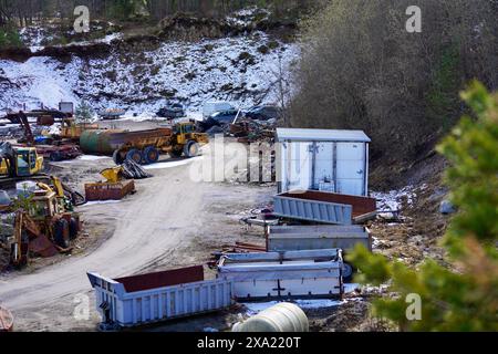 Rostmaschinen in einer Schottergrube in der Nähe von Angvik, Norwegen Stockfoto