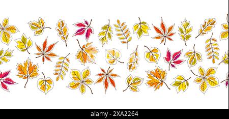 Muster mit Herbstblättern. Hintergrund mit verschiedenen Blättern. Stock Vektor