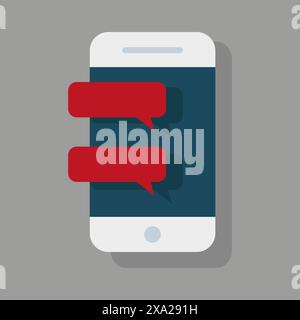 Smartphone mit Chat-Blasen. Mobiles Messaging-Konzept. Abbildung der Vektorkommunikation. Stock Vektor