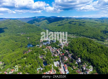 Blick aus der Vogelperspektive auf das Sovata Resort, Rumänien Stockfoto