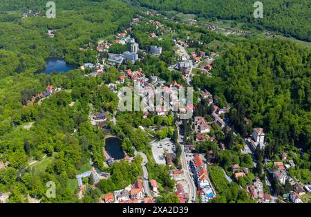Blick aus der Vogelperspektive auf das Sovata Resort, Rumänien Stockfoto