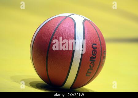 Eine Basketball-Nahaufnahme vor Beginn eines Spiels. FIBA Basketball Americup U18. Estadio Obras, Buenos Aires, Argntina Stockfoto