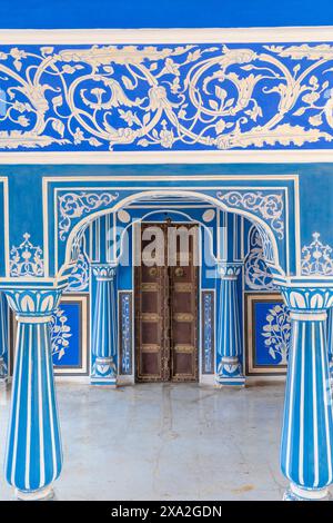 Chhavi Niwas, der Blaue Raum im Stadtpalast, Stadtpalast, Jaipur, Rajasthan, Indien, Südasien Stockfoto