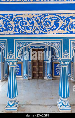 Chhavi Niwas, der Blaue Raum im Stadtpalast, Stadtpalast, Jaipur, Rajasthan, Indien, Südasien Stockfoto