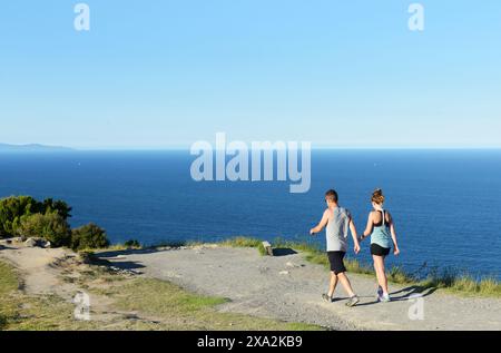 Wandern auf dem Mount Maunganui in Tauranga, Neuseeland. Stockfoto