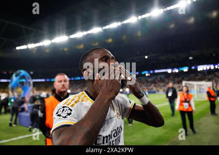 London, Großbritannien. Juni 2024. Antonio Rudiger (Real Madrid) im Finale der Champions League 2024 (2:0) zwischen Borussia Dortmund und Real Madrid. Ergebnis: Borussia Dortmund 0 - 2 Real Madrid (Foto: Maciej Rogowski/SOPA Images/SIPA USA) Credit: SIPA USA/Alamy Live News Stockfoto