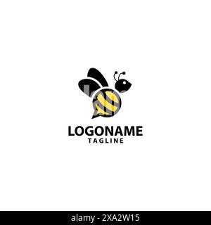 Chat Bee Logo Design Vektor Stock Vektor