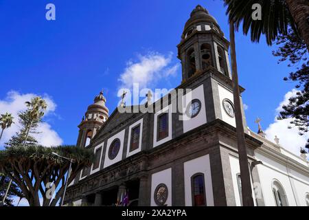 Kirche Iglesia de Nuestra Senora de la Concepcion, San Cristobal de La Laguna, Teneriffa, Kanarische Inseln, Spanien, Europa, weiß-graue Kirche mit hoher Höhe Stockfoto