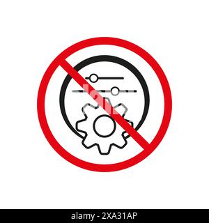 Symbol für verbotene Einstellungen. Keine Einstellung Vektorsymbol. Schild für eingeschränkten Zugang. Zahnrad und Schieber. Stock Vektor
