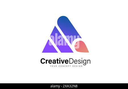 Letter Ein Logo aus drei Linien und einem orangefarbenen Punkt. Erstellen eines Buchstabensymbols Vektor-Illustration. Stock Vektor