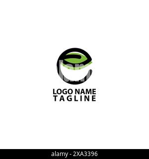 Ursprünglicher E ECO Logo-Design-Vektor Stock Vektor