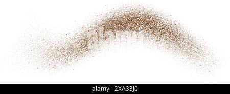 Partikel aus Kaffee, Kakao oder Schokoladenpulver. Brauner Staub oder Sandwellenelement. Gemahlene Bohnen, Körner und Granulat wellenförmig fließende Form. Illustration der Vektorüberlagerung Stock Vektor