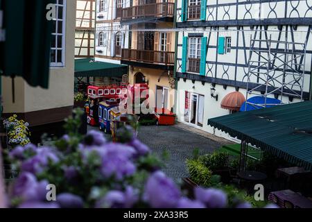 Blick auf Colmar Tropicale, Ein mittelalterliches französisches Dorf in den berjaya Hügeln, Kuala Lumpur Stockfoto