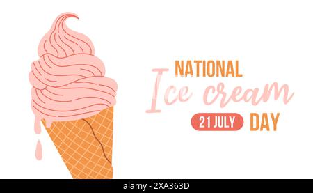 Nationaler Eiskrem-Tag. Urlaubskonzept. Vorlage für Hintergrund, Banner, Karte, Poster, T-Shirt mit Textbeschriftung Stock Vektor