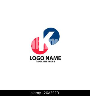 Großbuchstabe K mit Monogramm und kreisförmigem Vektor-Logo Stock Vektor