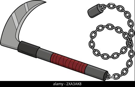 Ninja Grappling Hook Cartoon Farbiges Clipart Stock Vektor