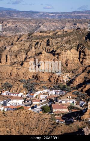 Die Kobarrone, die Steinhäuser, Gorafe, die Region Guadix, Granada Geopark, Provinz Granada, Andalusien, Spanien Stockfoto