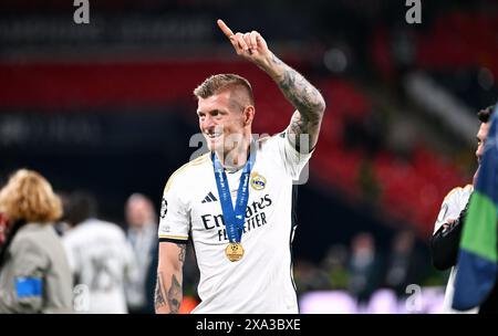 Fußball, Champions-League-Finale, Saison 2023/2024, Wembley Stadium London: Bor. Dortmund gegen Real Madrid; Toni Kroos (RMA) Stockfoto