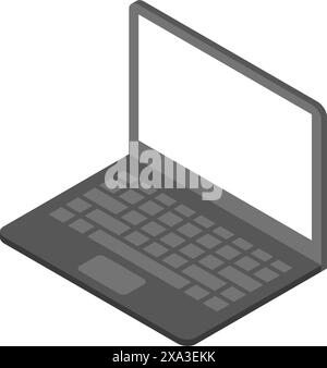 Moderne schwarze Laptop pc isometrische dekorative Design 3D Vektor Illustration. Elektronisches Notebook-Gerät für das Surfen im Internet, das Scrollen von Webseiten funktioniert Stock Vektor