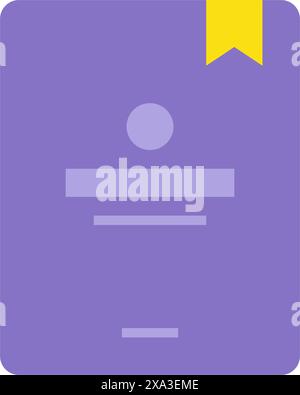 Einfaches lila Diplom-Zertifikat mit Lesezeichen und Textvektor-Illustration. Bildungsdokument Abschlussseite, Buchumschlag oder Vereinbarung Stock Vektor