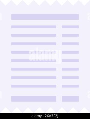 Einfache Papierrechnung mit ausgefransten Enden und Druck von Textvektoren mit flacher Illustration. Zeitung leer oder Tagesnachrichten Dokument isoliert auf weiß. Eingang von Co Stock Vektor