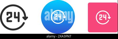 24 Stunden immer verfügbar Symbol Shopping Delivery Helpdesk mit Kreispfeil Symbol Set Vektor flache Illustration. Hilfe bei der kommerziellen Nutzung Stock Vektor